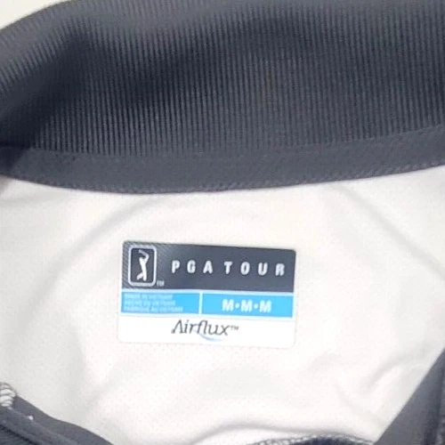 Camisa Polo PGA Tour Para Hombres Gris Blanca Golf Manga Corta Logo Talla M Mediana Foto 3 de 4