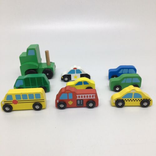 Wooden Toy  Buses Cars Taxi Truck - Melissa & Doug & Unbranded Cars - Picture 1 of 12