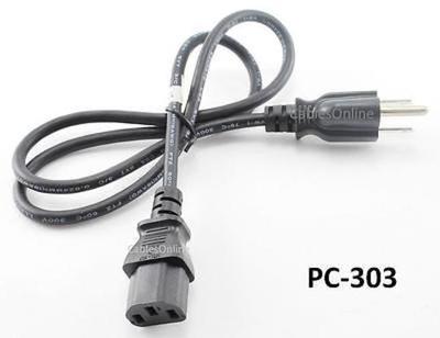 3ft AC Power Cord C13 Cable with 3-Conductor PC Power Connector,  PC-303