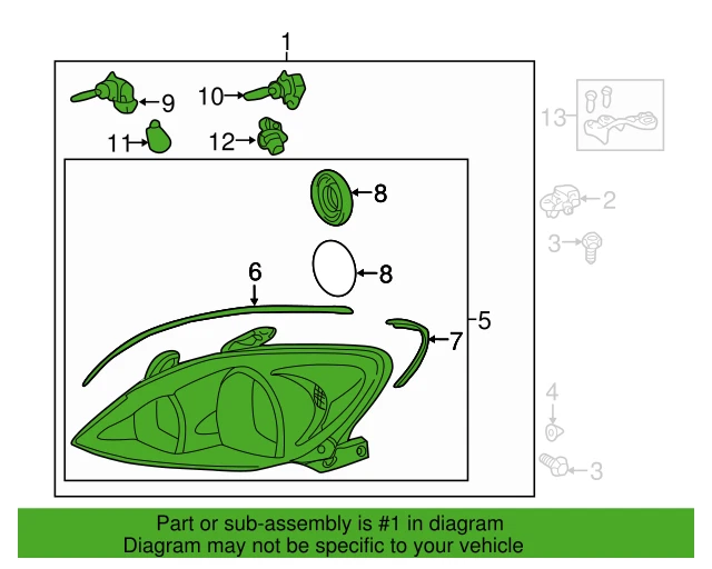 Conjunto de lámpara de cabeza lateral del conductor Toyota Camry 2002-2004 OEM 81150-AA060 Foto 4 de 4
