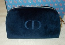 DIOR Makeup Bag Case Navy Blue Velvet Limited Edition Pouch Purse NEW