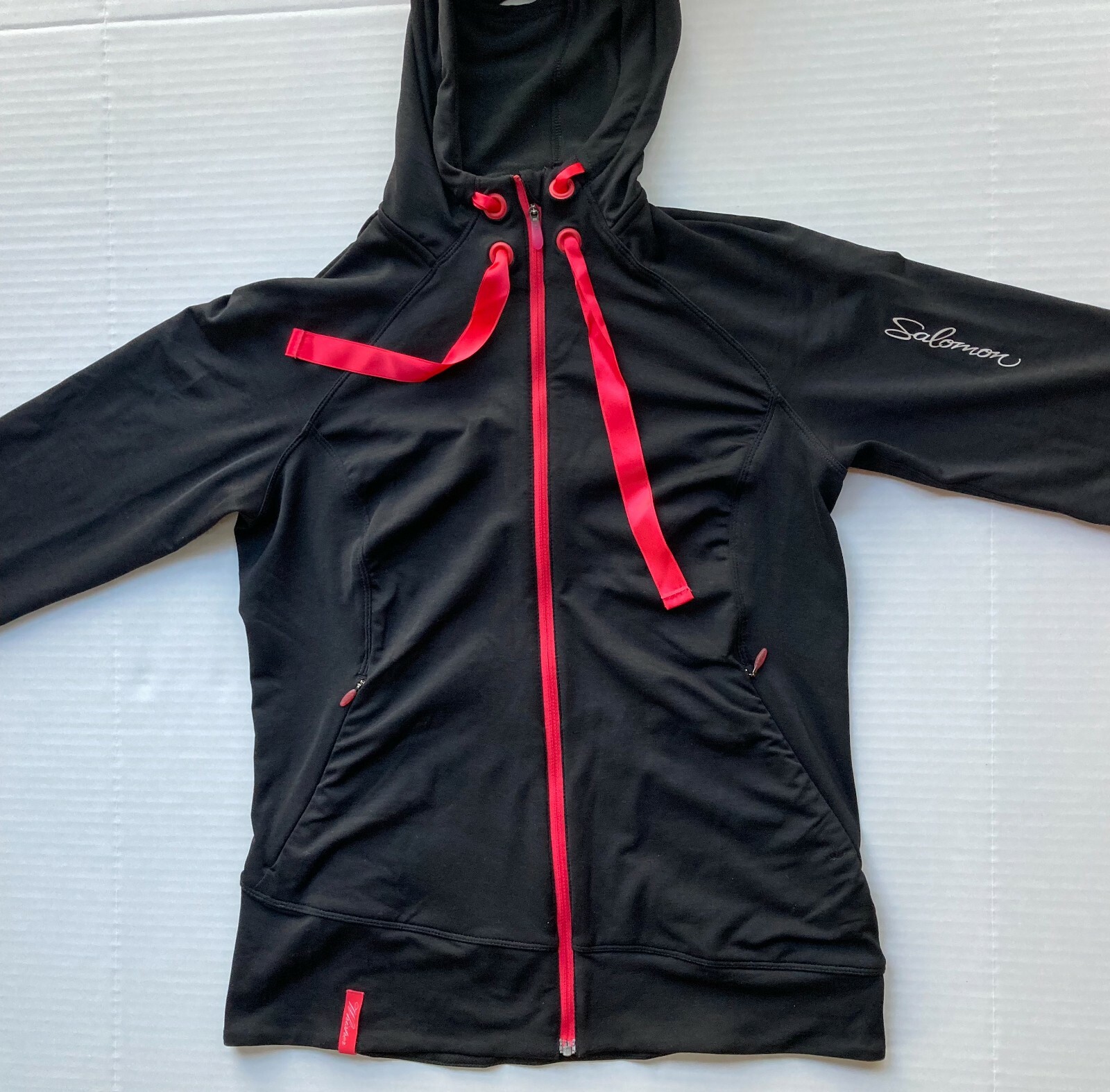 Salomon Whisper 2 Running Giacca con Cappuccio Intera Cerniera Donna Small Nero Riflettente