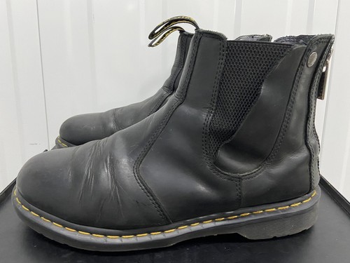 Dr Martens 2976 ALT Zip Chelsea Biker Boots Zipped Heel Black Leather Uk 12 Rare