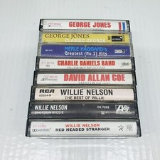 Lot Of 8 Country Cassette Tapes Nelson Haggard Daniels Coe Jones