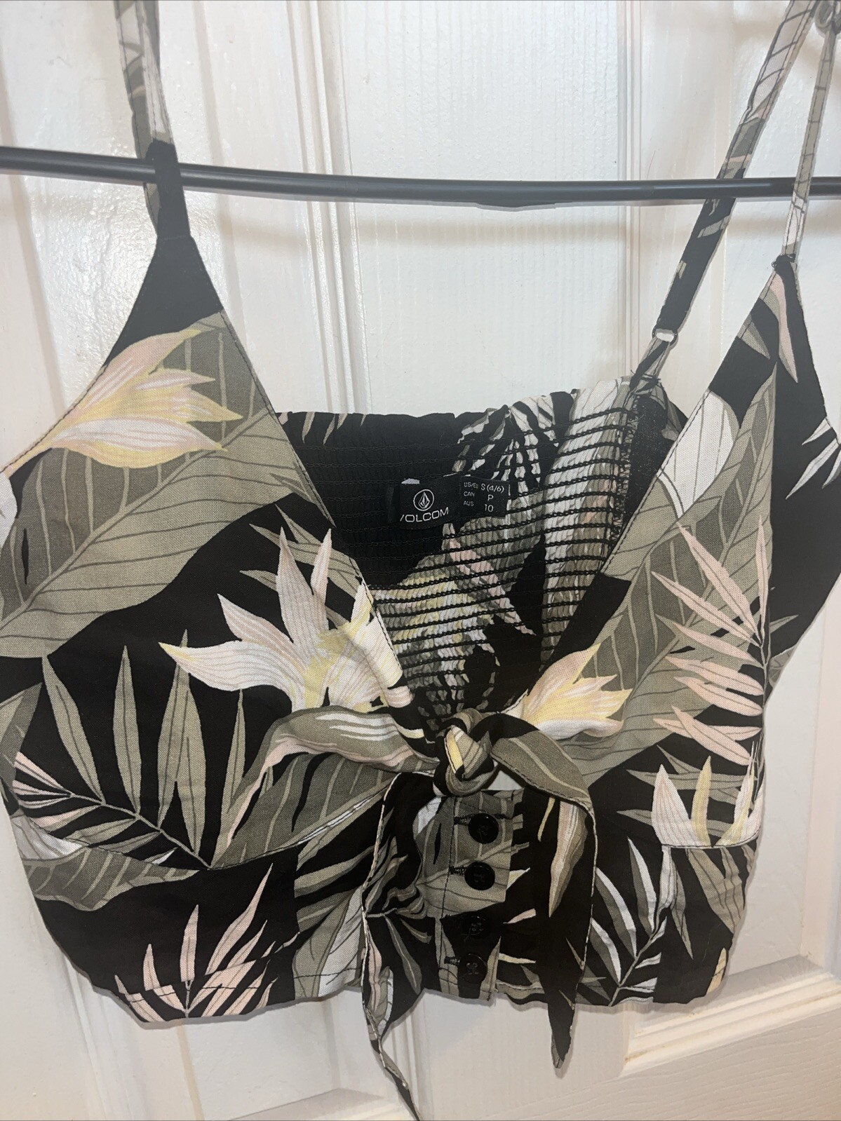 Volcom Crop Top Bustier Black Floral Size Small 4-6-image