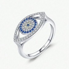 925 Sterling Silver Transparent Square Cubic Zirconia Ring With Blue Zirconia