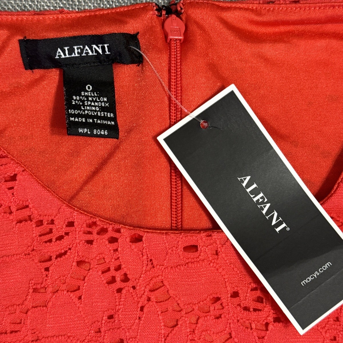 Alfani Dress Womens 0 Red Lace A Line Valentine Fit And Flare R2 NWT