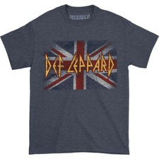 Image of Officially licensed Def Leppard Union Jack Mens Grey T Shirt Def Leppard Tee