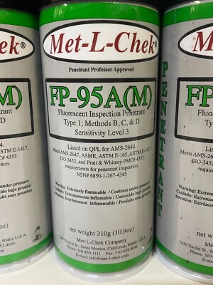*Lot of 6* Met-L-Chek FP-95A(M) Fluorescent Inspection Penetrant