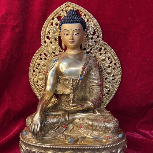 Real Buddha Mantra Aksobhya Buddha Statue blessed 12inch/30cm Copper gilding - Picture 1 of 6