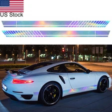 2pcs Neo Sport Racing Stripe Car Body Side Skirt Vinyl Decal Stickers Universal