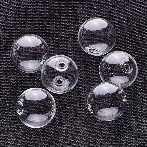 10pcs 16mm Glass Hollow Ball One Hole Round Liquid Center Resin Ornament Bauble - Picture 2 of 2