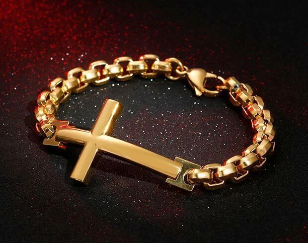 Mens gold cross bracelet online