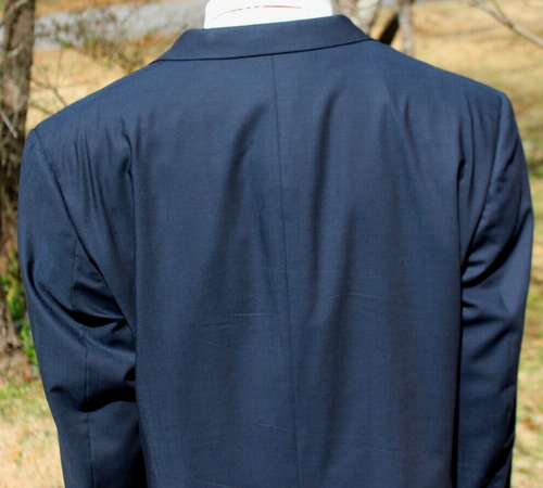 52L Long Jos A Bank Signature Gold Solid Navy Wool 2-Piece Suit 48x30 Pleated - Picture 12 of 13