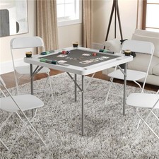 Flash Furniture DAD-MJZ-88-WHGY-GG 34,5 po Silas Square 4 Joueurs Blanc Foldi...
