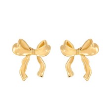 Gold Silver Bow Earrings for Women,Classic Ribbon Bow Stud Earrings Cute Bowk...