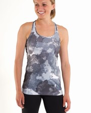 Lululemon Cool Racerback Tank Top Gray White Marble Cloud Tie Dye Yoga Gym Slim