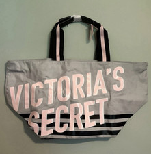 Large Victoria's Secret grey canvas tote NWT