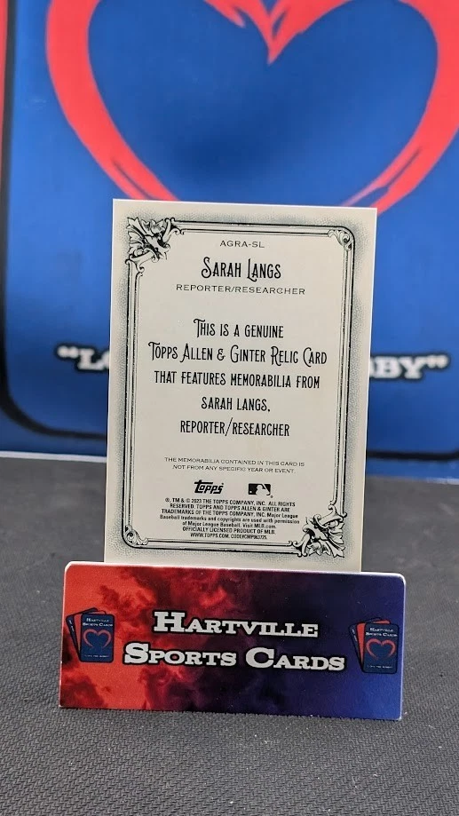 SARAH LANGS 2023 TOPPS ALLEN & GINTER SPORTS REPORTER RESEARCH SHIRT PATCH RELIC - Image 2 of 2