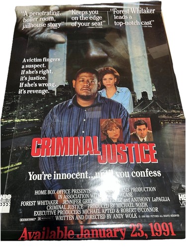 CRIMINAL JUSTICE movie poster FOREST WHITAKER ROSIE PEREZ original 1990 video pr