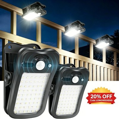2Pack Clip on Solar Lights Outdoor, 60 LED Solar Motion Sensor Clamp on Light
