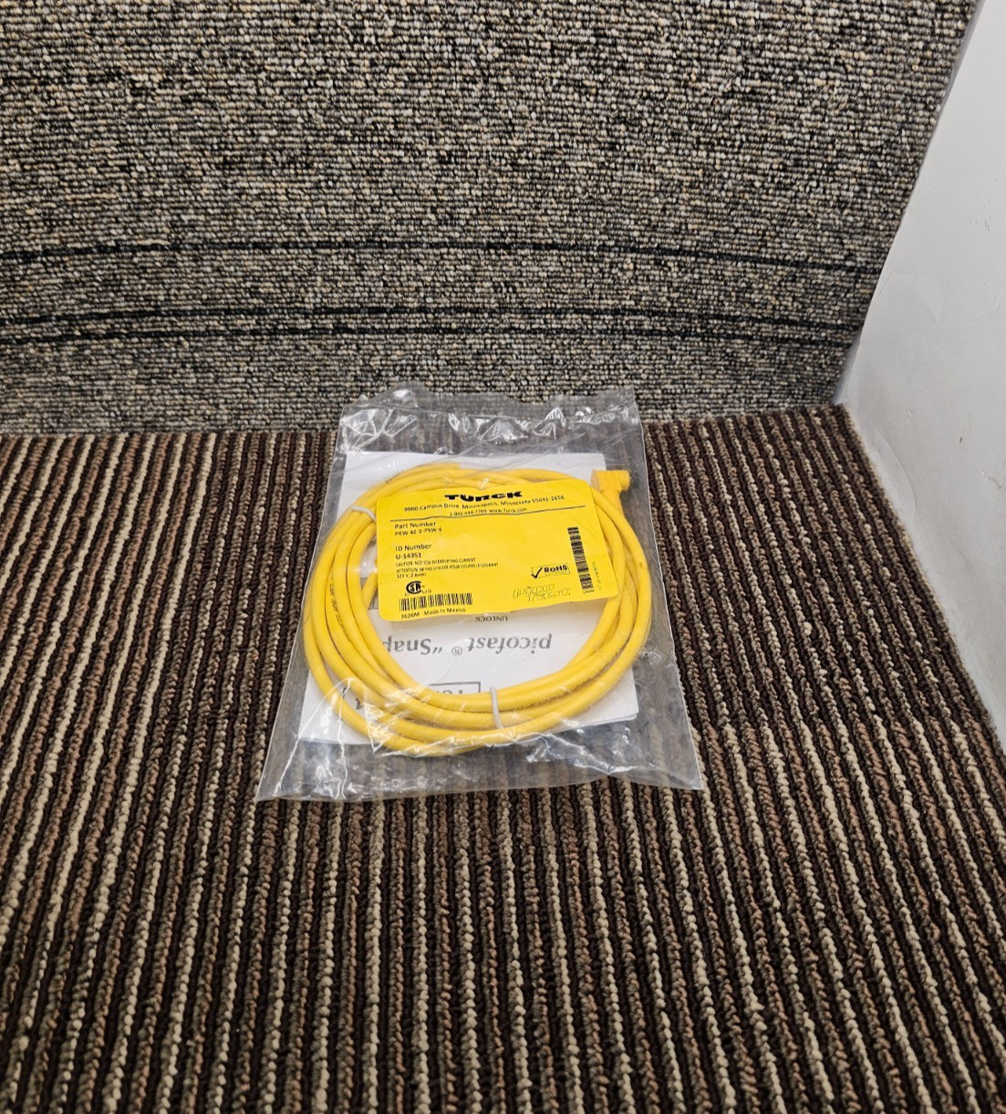 Turck PKW 4Z-2-PSW 4 Picofast 2A 125V 6ft Double-Ended Automation Cable, Yellow