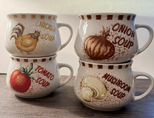 Set of 4 Ceramic Soup Mugs Novelty Food Theme...
