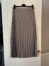 Unbranded Brown Pleated Polka Dot Maxi Skirt Size Medium (10-12)
