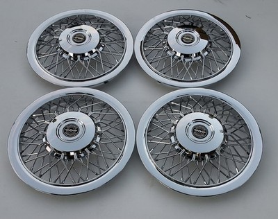 15'' CHROME WIRE SPOKE HUBCAPS (4) FOR FORD THUNDERBIRD ANY YEAR WITH R15 TIRES