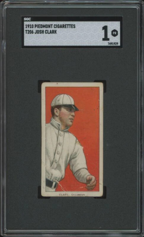 1909 T206 JOSH CLARKE POOR PIEDMONT 350 CLARK SGC 1 COLUMBUS SENATORS