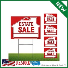  5 Pack Estate Sale Signs Set - 16 x 12 Inch Double-Sided Yard Signs With Arrow