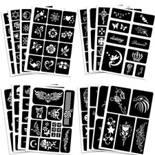 Qpout Tattoo Stencils For Kids Adults, 16 Sheets Small, Medium, Large, Black