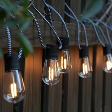Solar String Lights   String Lights with 20 Edison Bulbs and 33 FT Braided Ca...