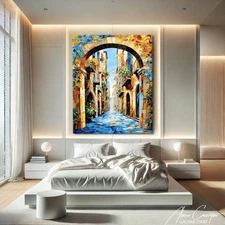 Mediterranean Street Wall Art Canvas Street Art Print Framed Home Decor