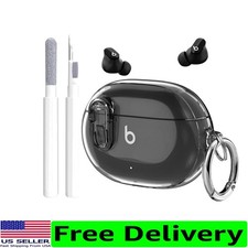 Stylish Clear Black Case for Beats Studio Buds Plus - Lock Clip  Cleaning Pen