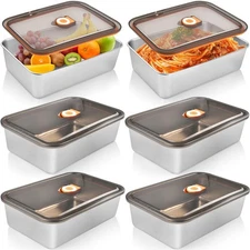 6 Pcs Stainless Steel Food Storage Containers with Airtight Lids,52 oz Leak P...