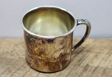 Vintage Oneida USA Silver Plated Baby Cup Child's Mug - Wing Handle - Patina