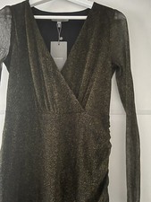 b.younq Evening Black And Gold Speaking Dress Uk 10