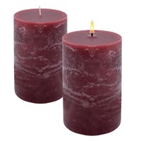 Xl Echtwachs Stumpen Kerze 2Er Set - Bordeaux - Advent Weihnachten Hochzeit Deko