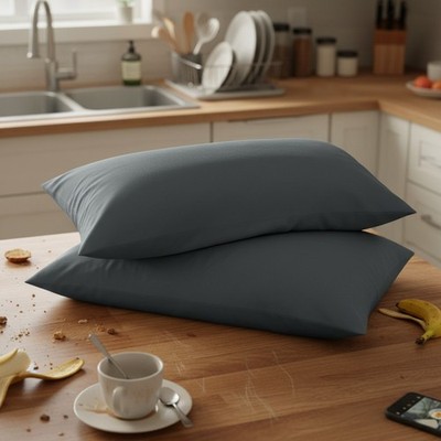 Kissenbezug 40x80cm Grau Anthrazit Mikrofaser Oeko-Tex 2er Set Schlafzimmer Deko