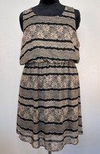 Delirious Faux Lace Sleeveless Tan/Black Dress - Women's 2X