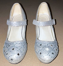Girl s Silver Glitter Mary Jane Dress Shoes H...
