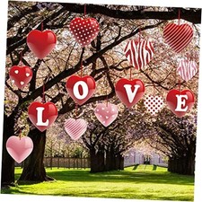14 Pcs 8 x 8 Inch Valentine's Day Red Hearts Hanging Ornaments Corrugated