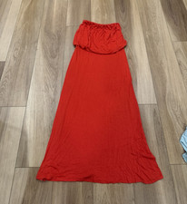 FOREVER 21 Red Solid Strapless Sleeveless Long Maxi Dress Pullover Women's M