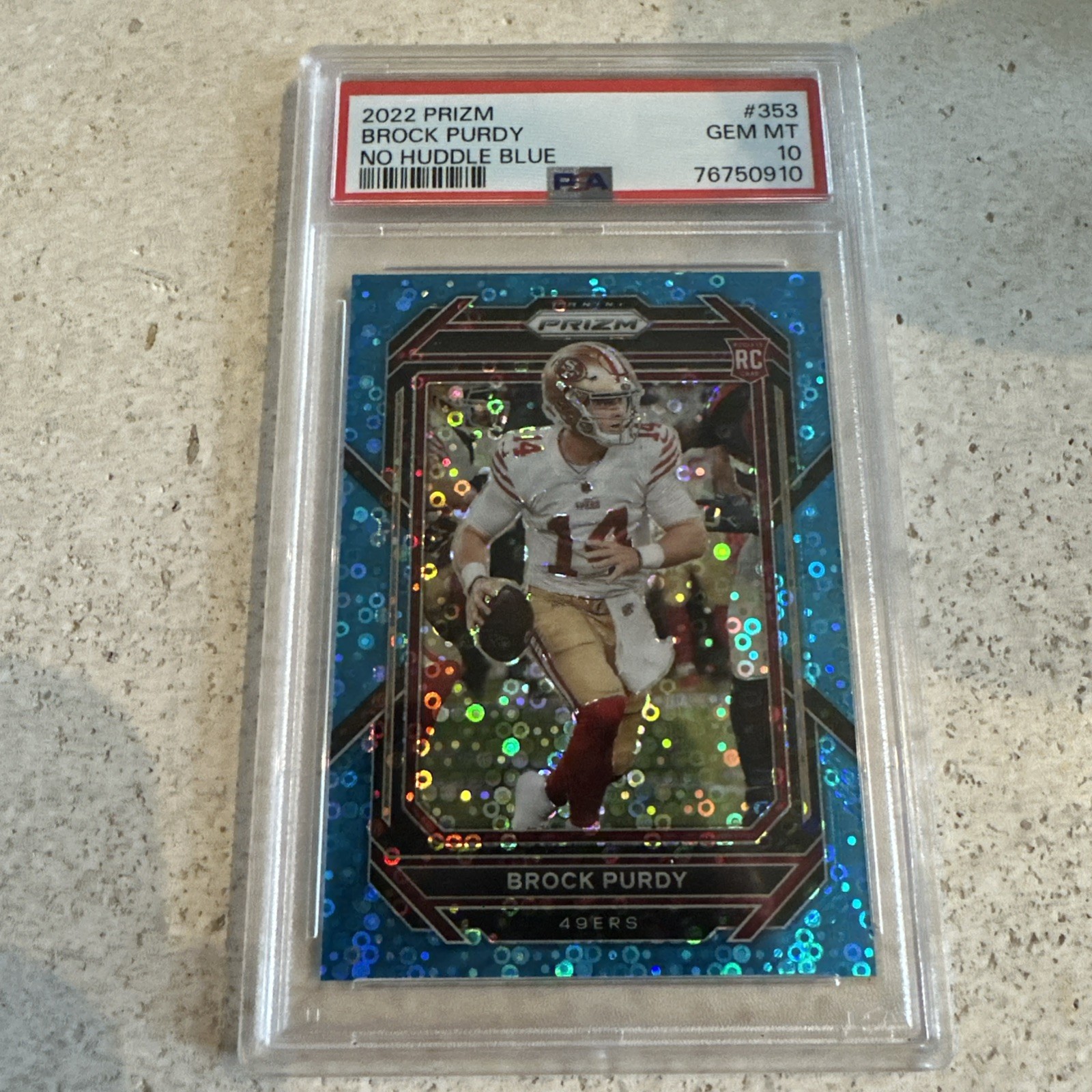 2022 Panini Prizm - Rookies Brock Purdy #353 No Huddle Blue Prizm /79 (RC)