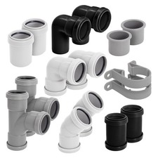 40mm Push Fit Waste Pipe Kayflow Sink Shower Drainage Plumbing Fittings (Packs)