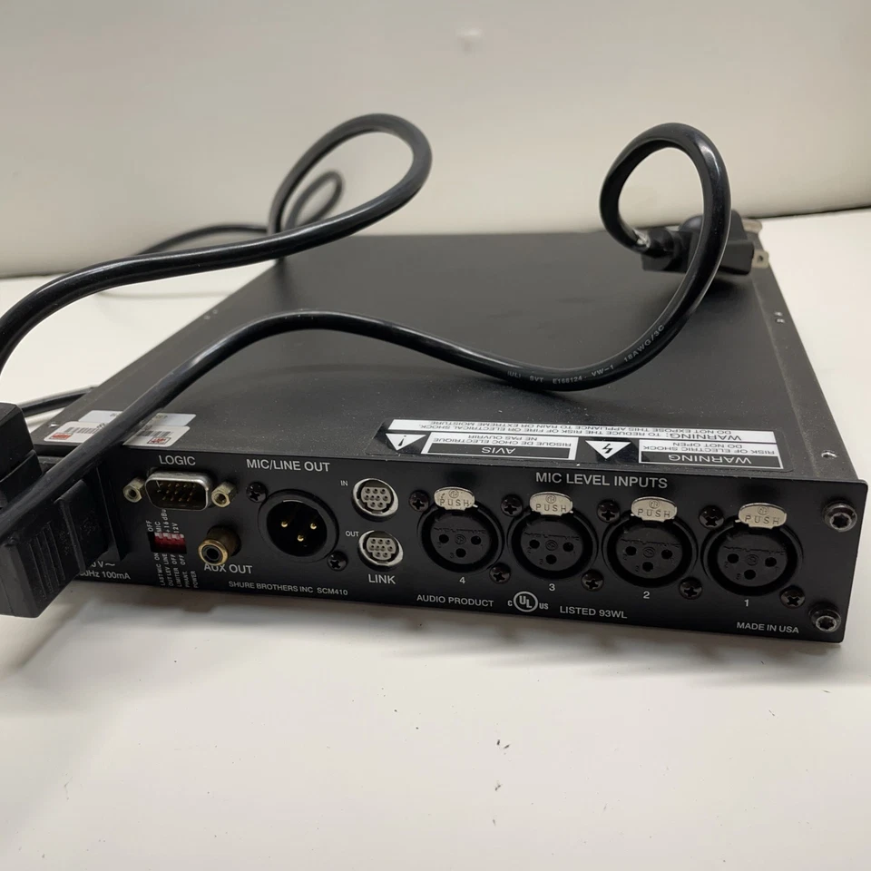 Shure SCM410 4-Channel Auto Microphone Mixer w/ power cord - Image 3 of 4