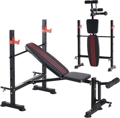 OLIXIS Adjustable Weight Bench Set w/Squat Rack,650 LBS Foldable Bench Press Set