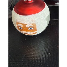Vintage Style Santa Claus Glass Ball Christmas Ornament Red White Glitter Face