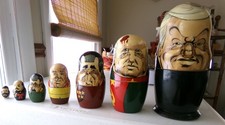 7 lot- Russian President Nesting Dolls Soviet Leaders USSR Matryoshka 8" t0 1"